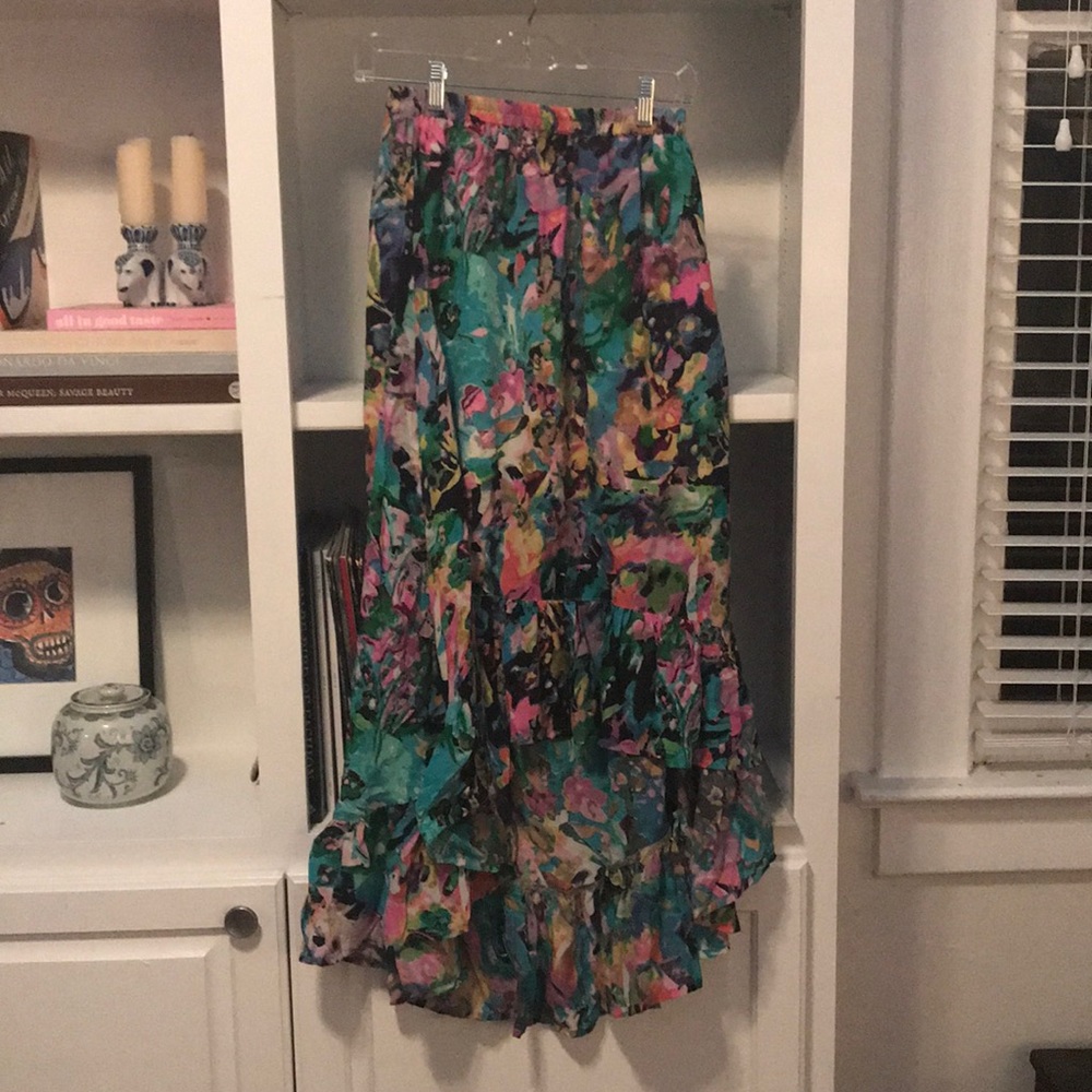 Tolani high-low colorful silk skirt
